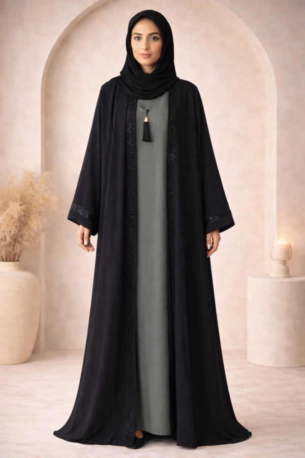 Slate Grace Open Abaya