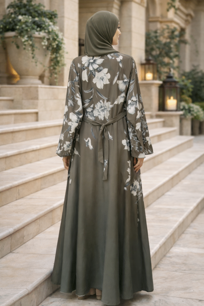 Olive Bloom Back-Tie Abaya