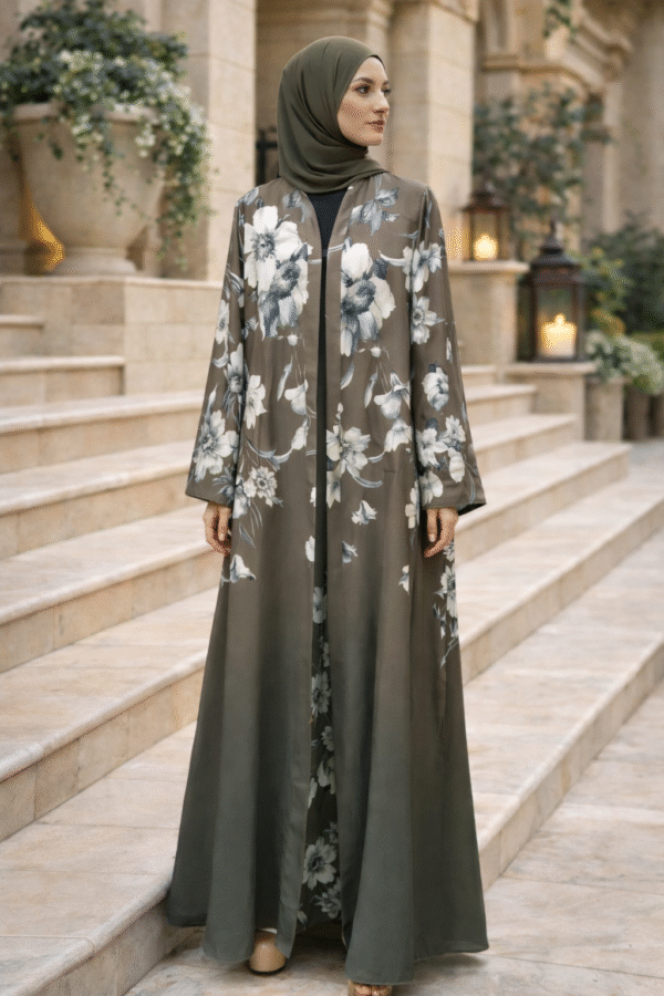 Olive Bloom Back-Tie Abaya