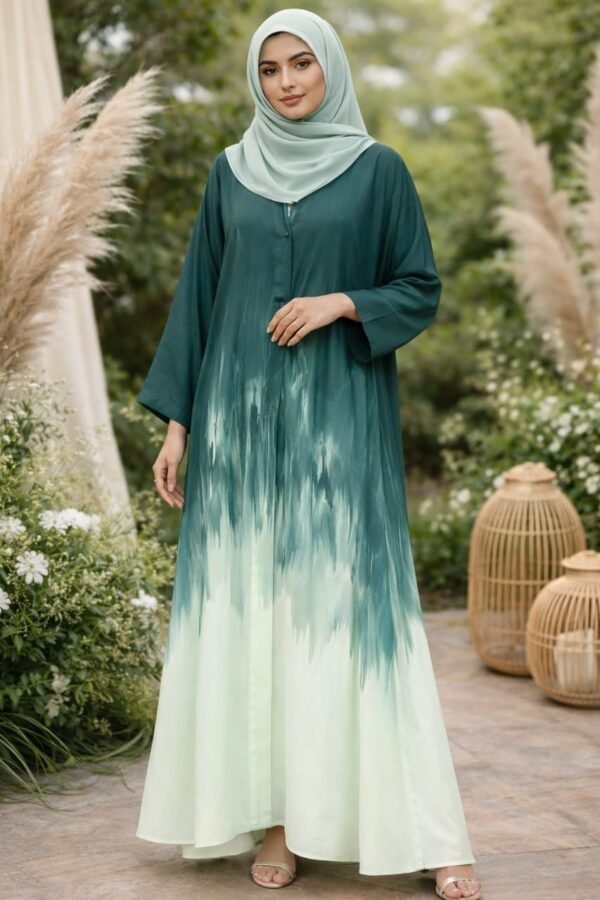Emerald Whisper Ombre Abaya