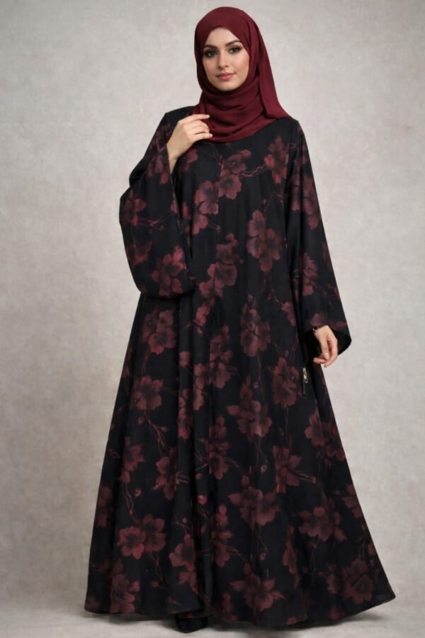 Maroon Blossom Abaya