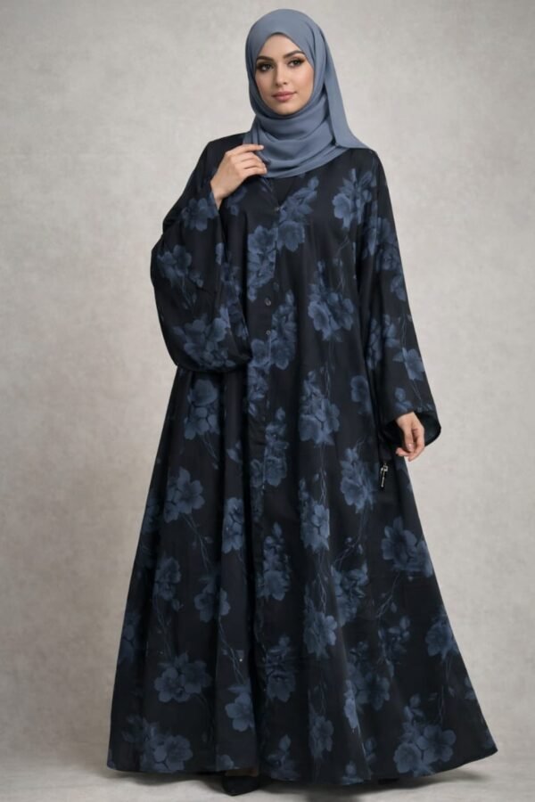 Blue Flora Abaya