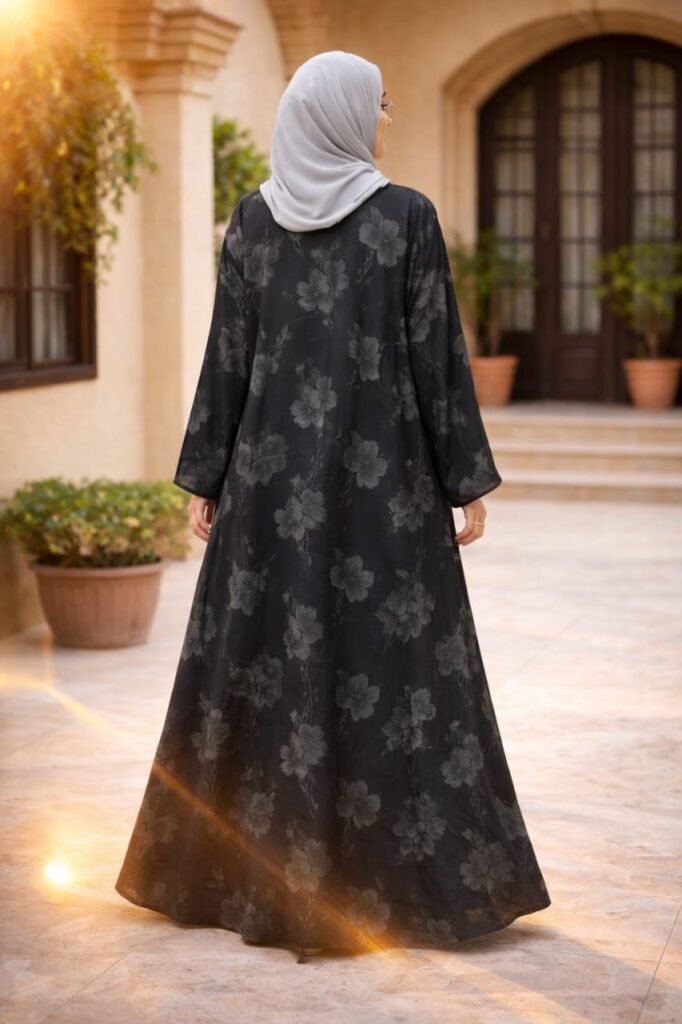 Noir Blossom Abaya