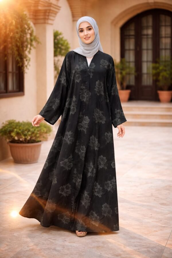 Noir Blossom Abaya