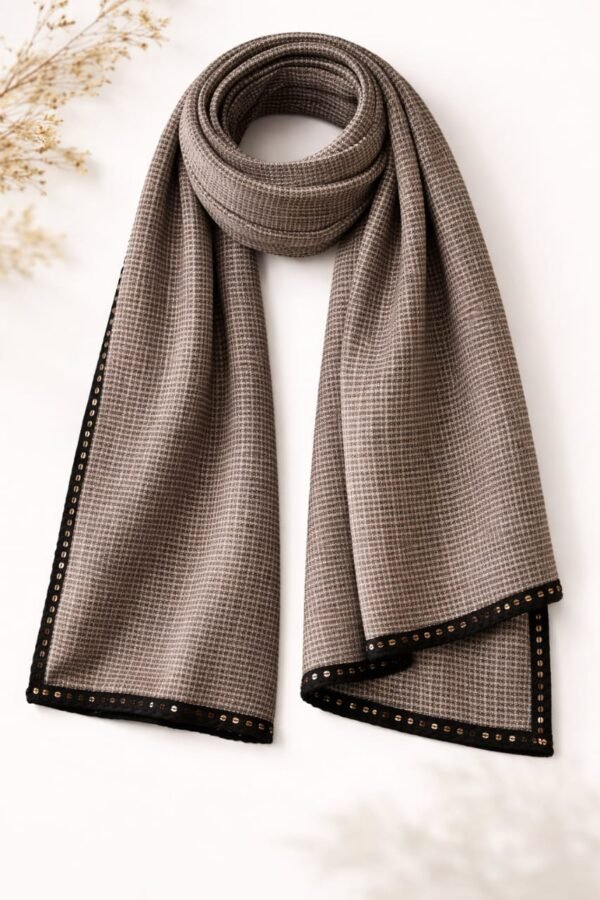 Brown Stone Border Scarf