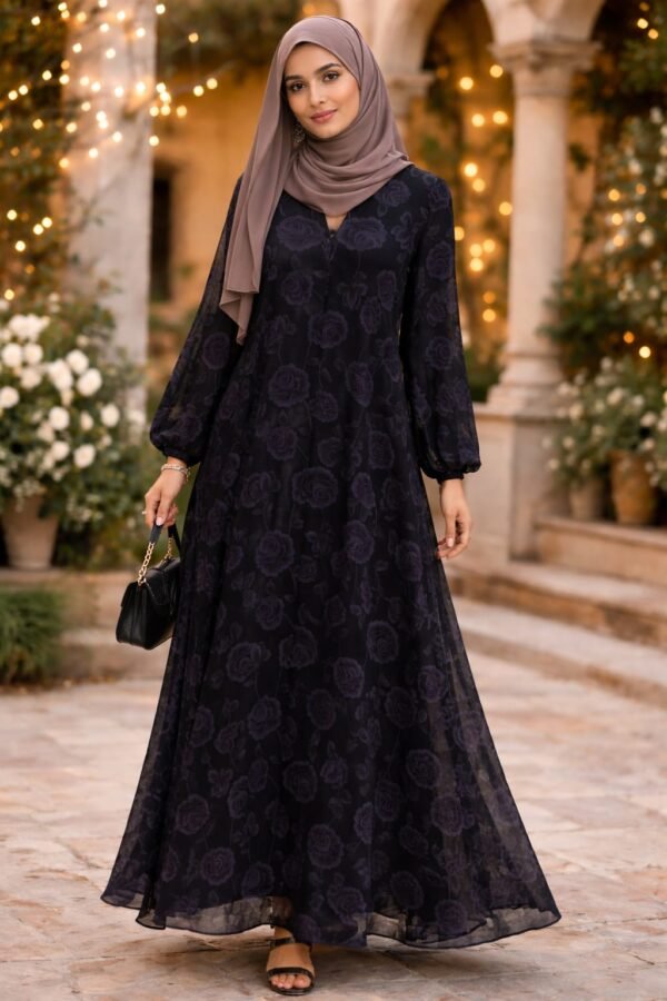Purple Flowers Abaya