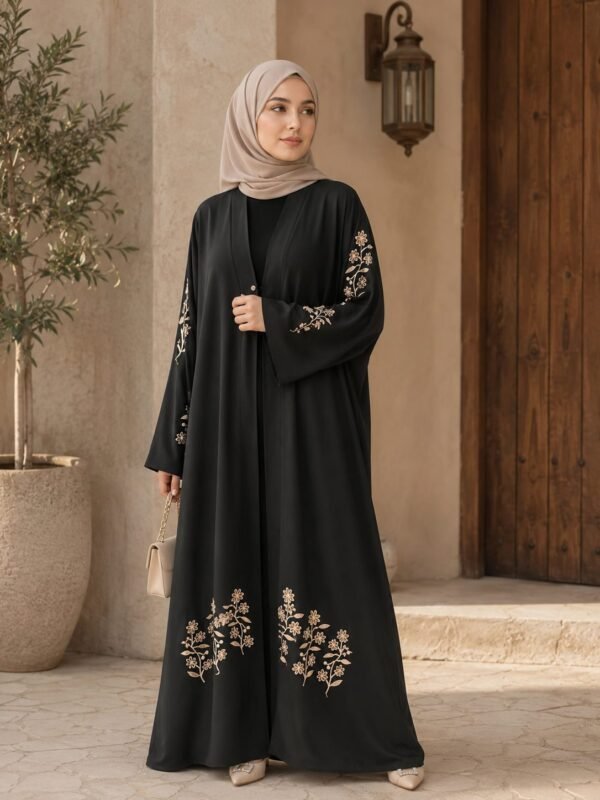 Black Bloom Abaya