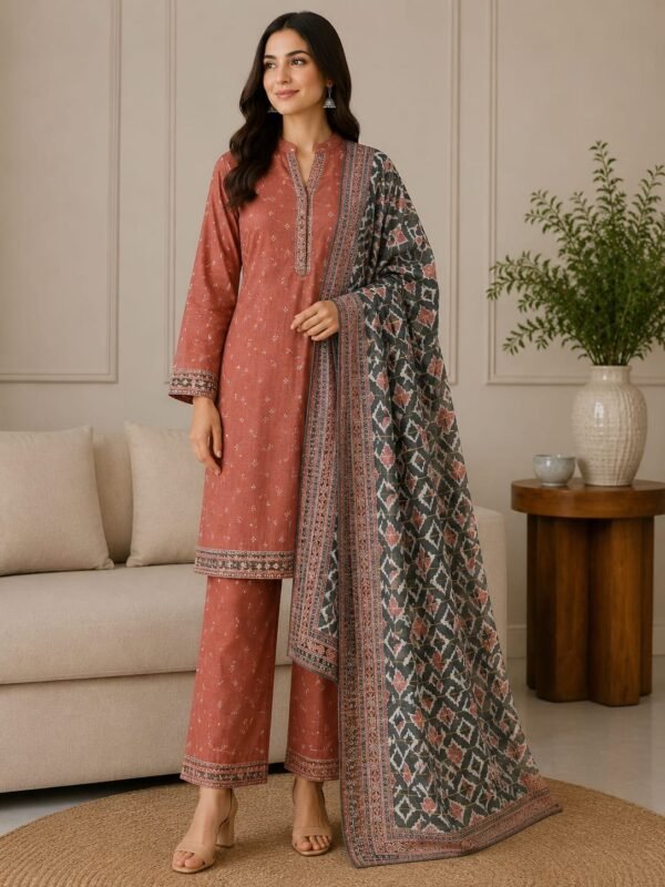 Bin Saeed Rosewood Lawn Suit