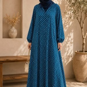 Blue Polka Dots Abaya