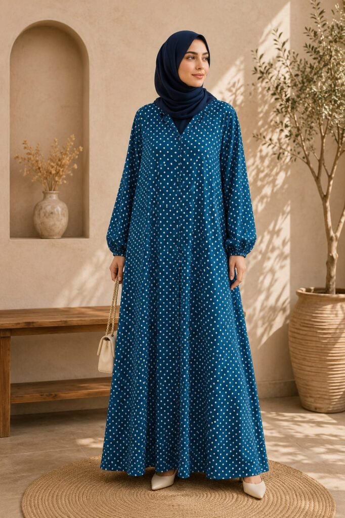 Blue Polka Dots Abaya
