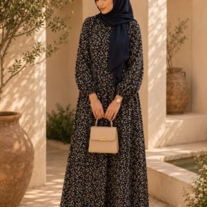 Black Leaves Abaya