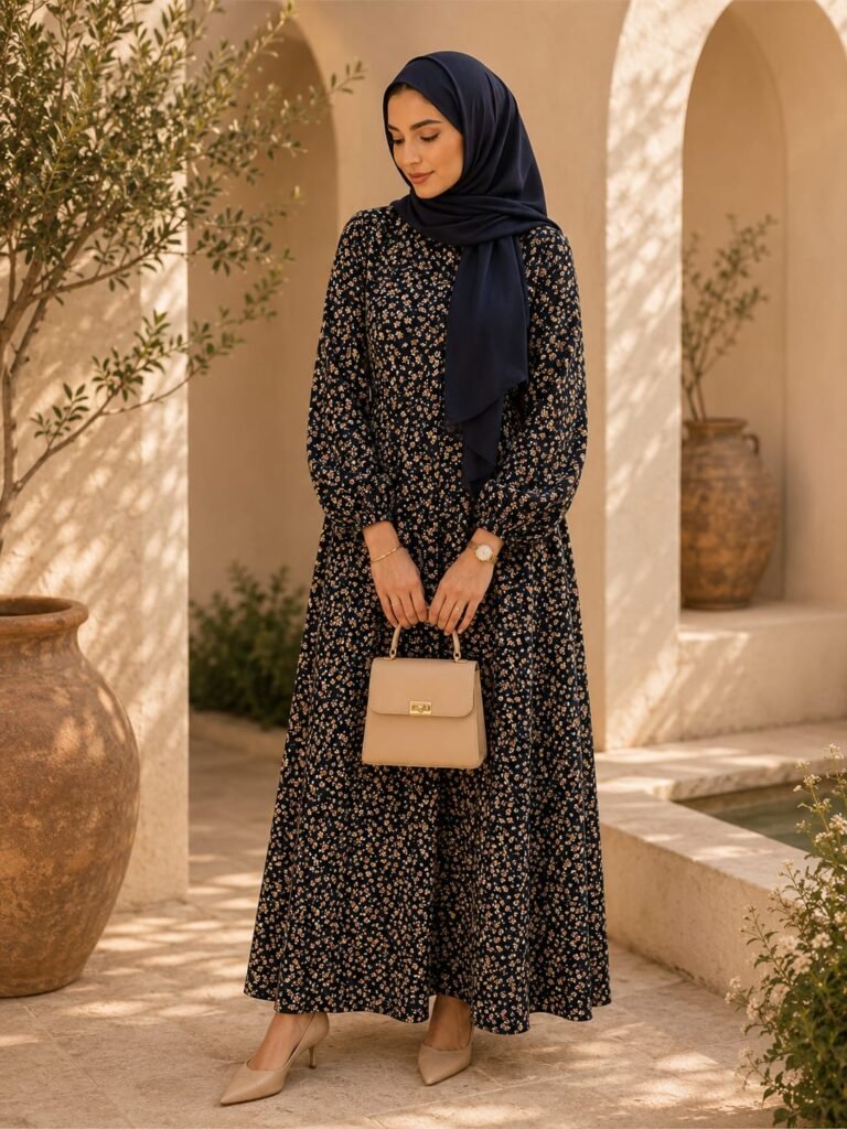 Black Leaves Abaya