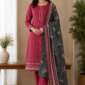 Bin Saeed Ruby Meadow Lawn Suit