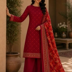 Bin Saeed Red Lawn Suit