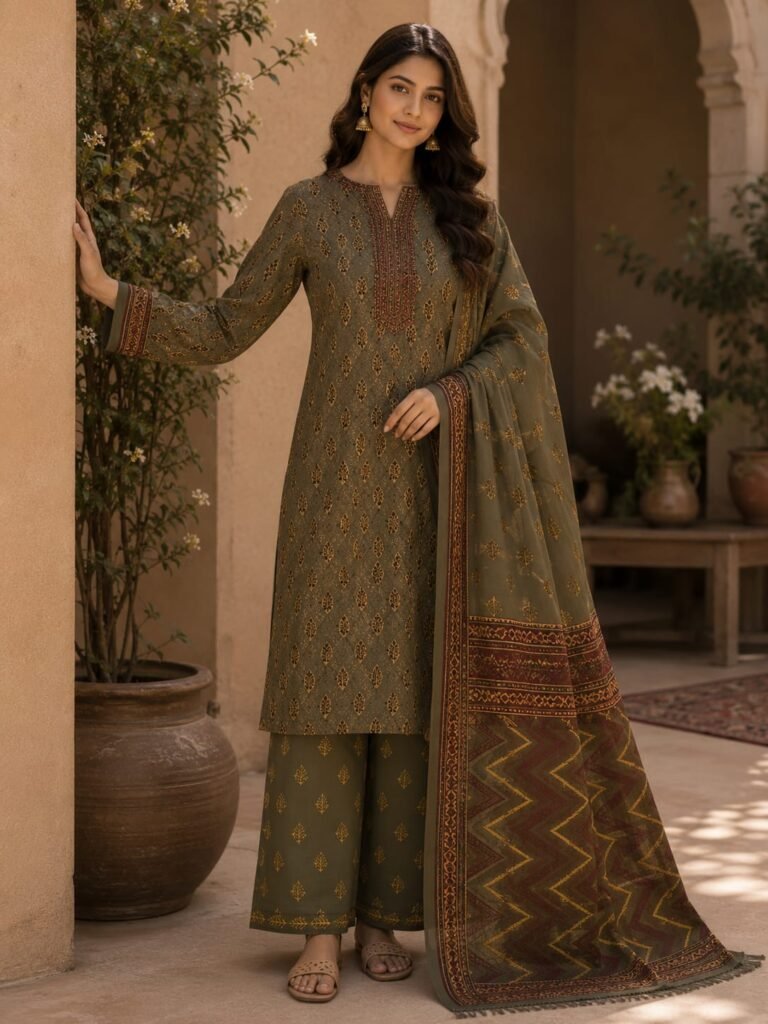 Bin Saeed Olive Lawn Suit