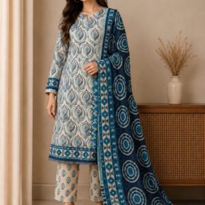 Tawakkal Blue Leaves Lawn Suit
