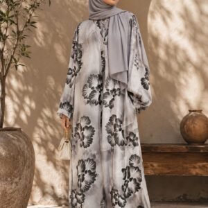 Silver Bloom Abaya