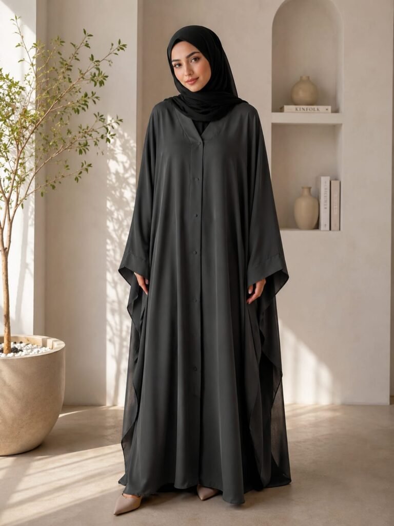 Grey Butterfly Abaya