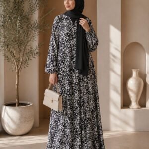 Black summer linen abaya