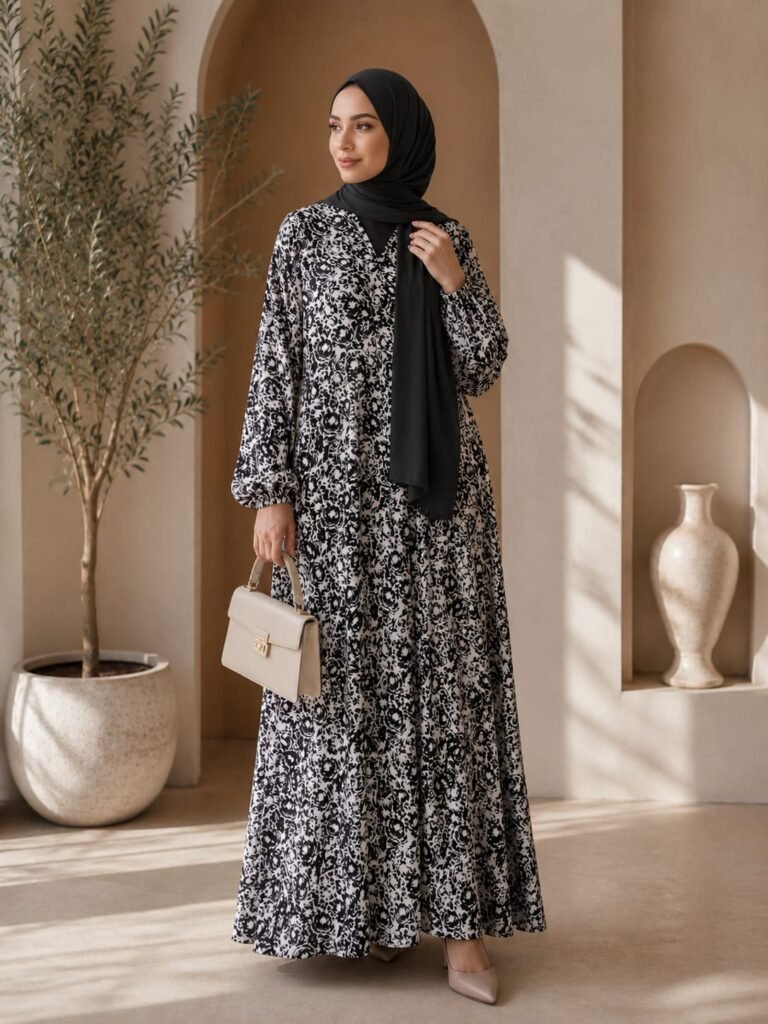 Black summer linen abaya